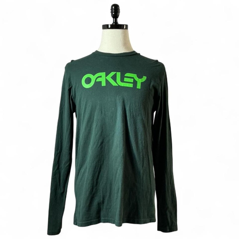 Oakley Custom Fit Long Sleeve T‎ Shirt Forest Green Logo Mens